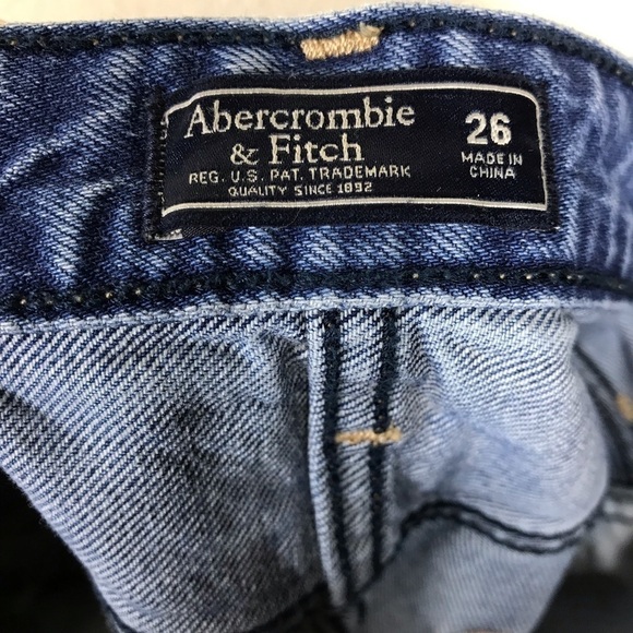 Abercrombie Fitch Blue Distressed Cut Off Raw Hem Jean Skirt Size 26 - Picture 6 of 9